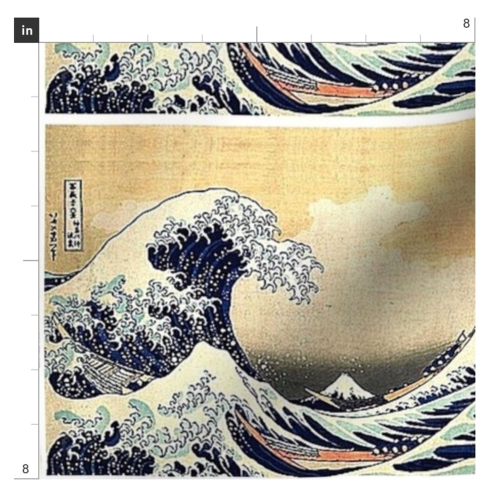 Fabric Swatch, The Wave by Hokusai, On Cotton
